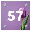 Paarse tulp - Traditioneel Naambord Vierkant klein -3d