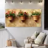 Bloempotten - Muur - Vintage Tuinposter op houten frame 2 cm dik xxl -sfeer1