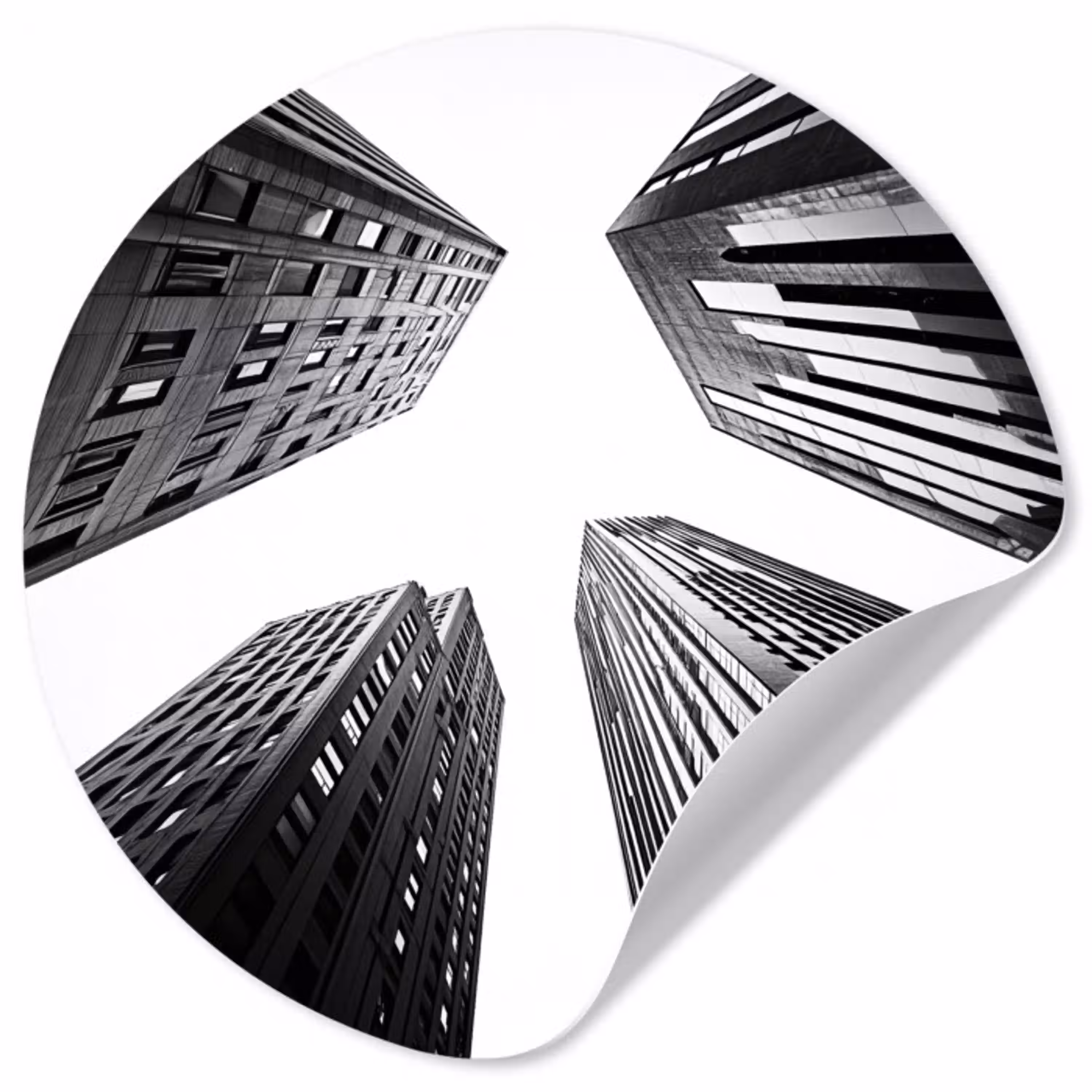 Gebouwen - Lucht - Zwart Wandcirkel behangsticker klein -3d