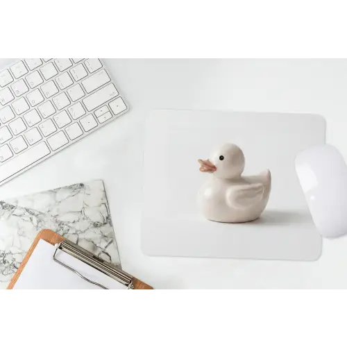 Badeend - Minimalistisch - Wit muismat rubber klein -witbureau