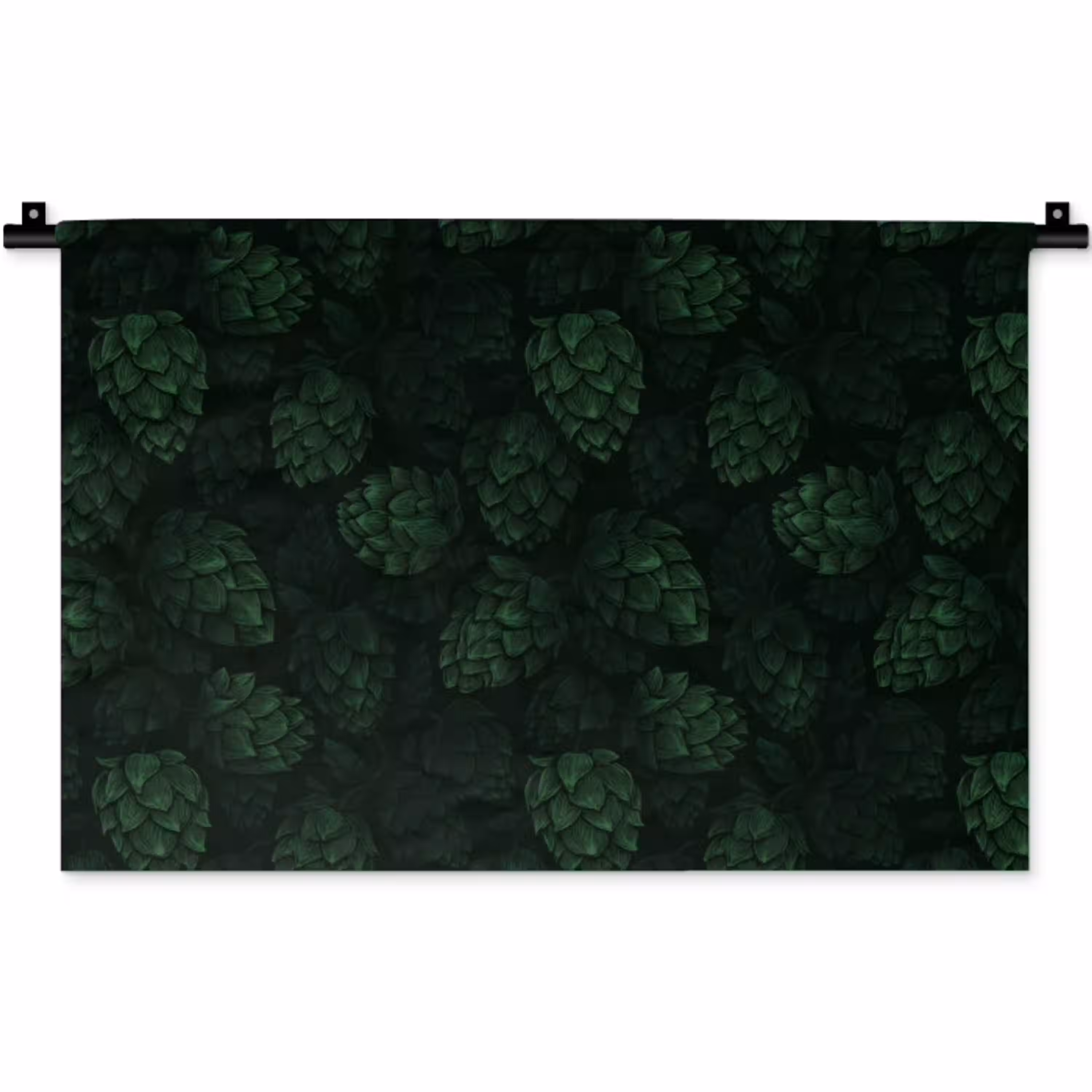 Donker - Groen - Hopbellen - Botanisch - Illustratie Wandkleed katoen klein 269 -zz3d