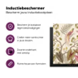 Vogels - Tropisch - Botanisch - Roze Inductie beschermer vinyl 3mm middel -zzzzzzz-cc-usp