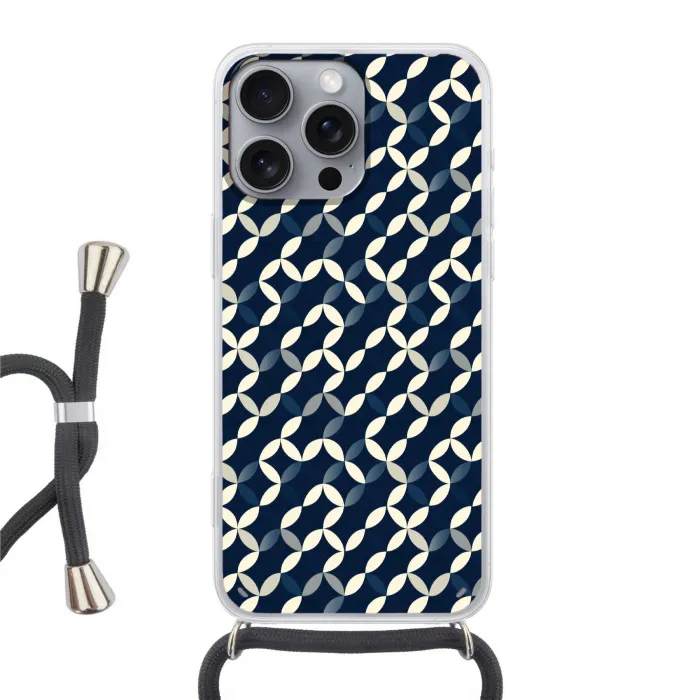 Abstract - Patroon - Blauw Hoesje iPhone 16 Pro Max met koord klein 804 -3d