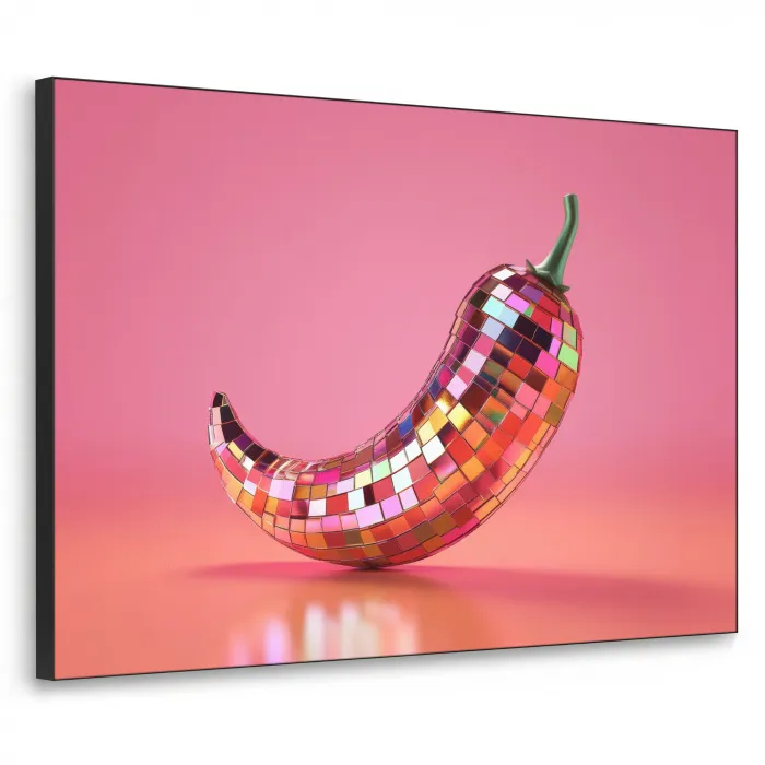 Peper - Disco - Rood - Glitter Textielframe zwart klein -3d