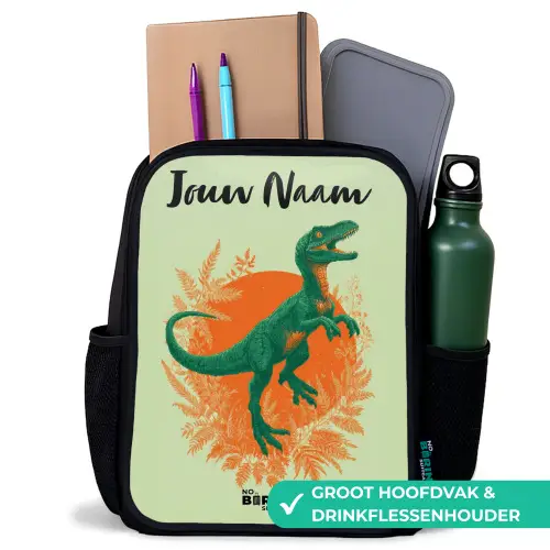 Dino - Natuur - Groen Rugzak - Zwart middel -inhoud_NL