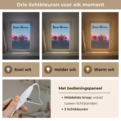 Formule 1 - Race  - Auto - Jongens Light Box met kabel (Kinderlampje) klein -USP_lichtkleurNL