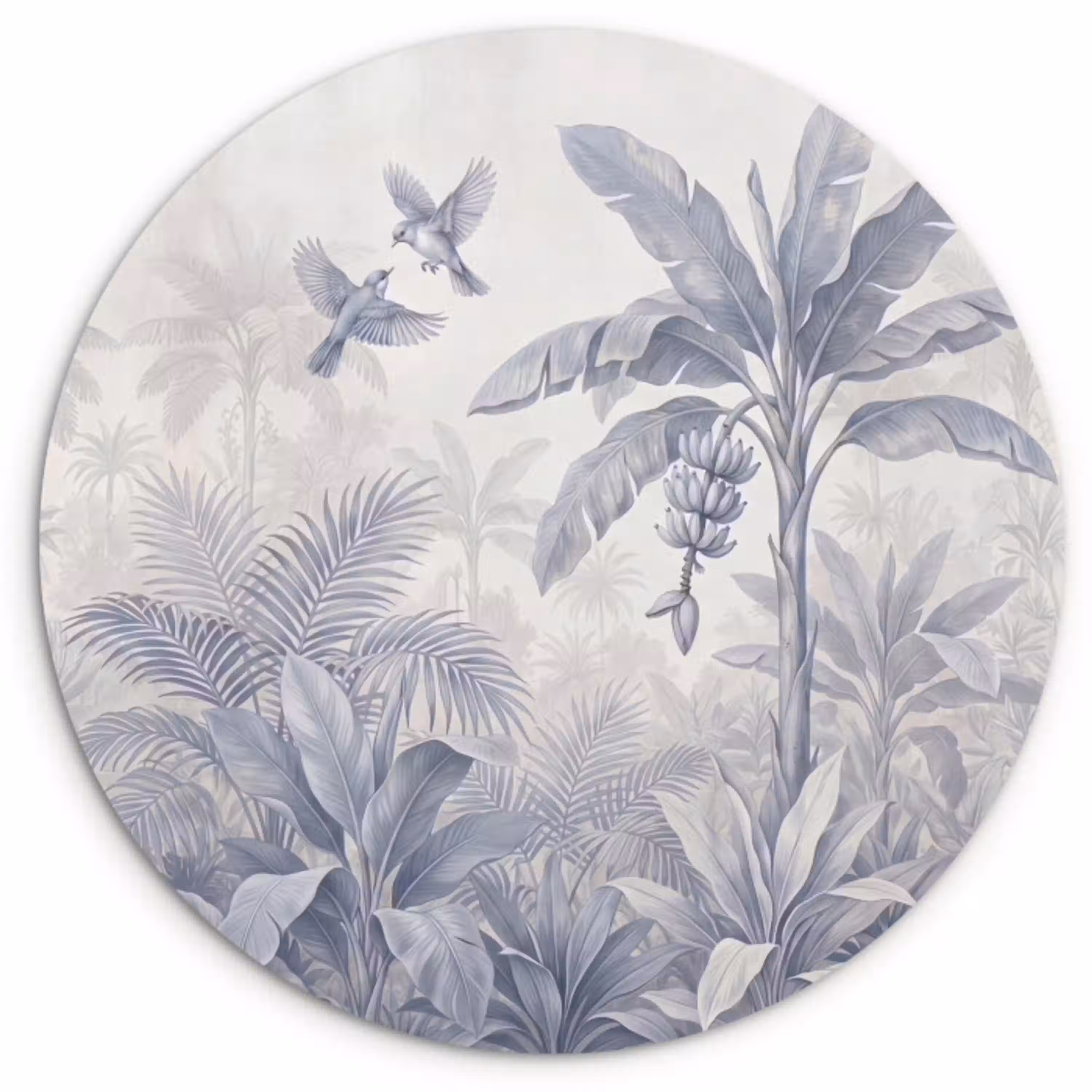 Natuur - Vogel - Jungle - Illustratie - Blauw Wandcirkel kunststof plaat 5mm dik klein -3d