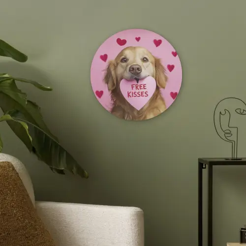 Hond - Kiss- Valentijn - Hartjes Akoestische PET Vilt - Rond klein -sfeer2