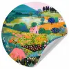Heuvellandschap - Fantasierijk - Kleurcontrasten Wandcirkel behangsticker klein -3d
