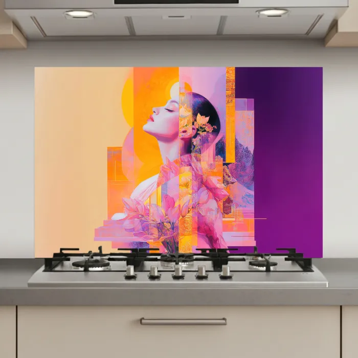 Abstract - Portret - Vrouw - Kleurrijk keuken achterwand spatscherm klein -3d_website