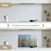 Skyline - Wolkenkrabbers - Water - Blauw keuken achterwand spatscherm klein -voor_na_NL