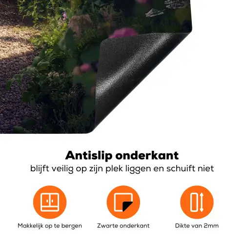 Doorkijk - Landschap - Bloemen - Rozenboog - Natuur Inductie beschermer vinyl 3mm middel -zzzzzzz-td-onderkant