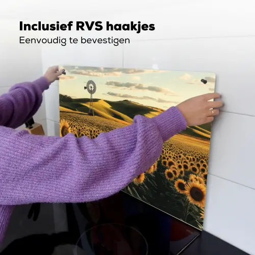 Zonnebloem - Veld - Windmolen Inductie beschemer met haakjes klein -ky-ophangen-nl