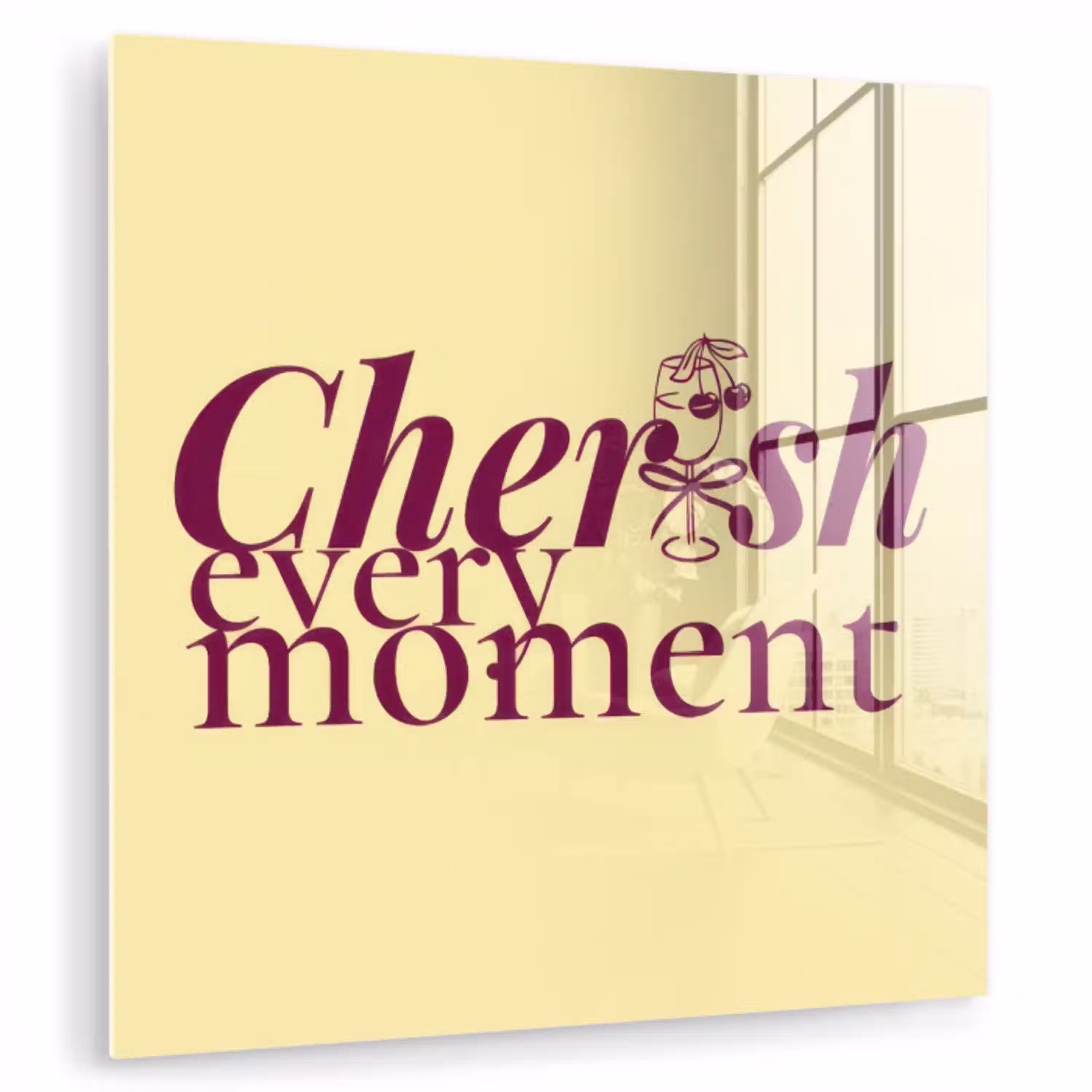 Cherish every moment - Cocktailglas - Geel plexiglas 5mm klein -zzzproduct_nieuw