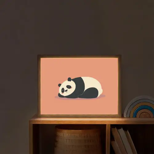 Panda - Slaap - Oranje Light Box met batterij (Wandlamp kind) middel -sfeer1_kind