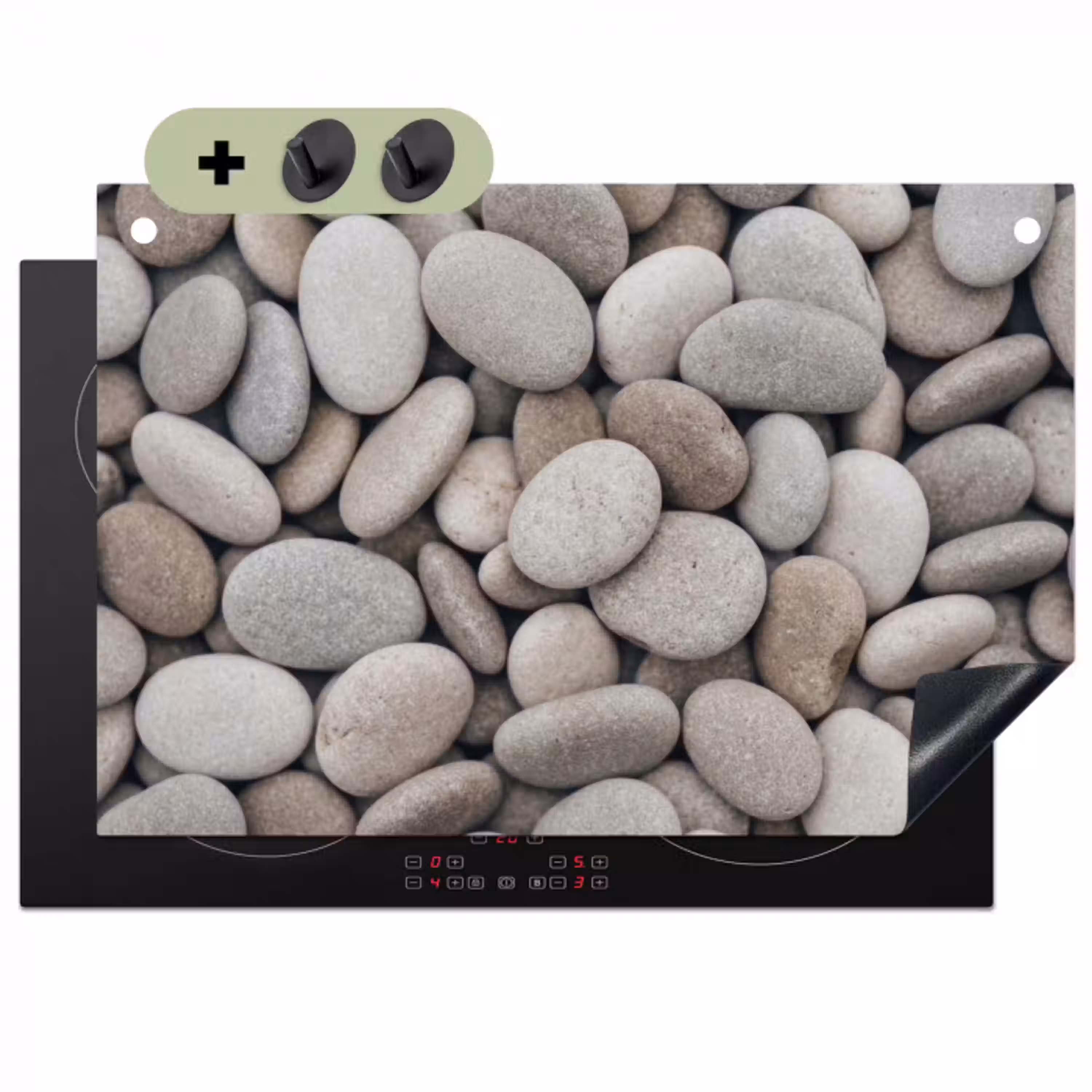 Kiezels - Stenen - Grijs Inductie beschemer met haakjes klein -3d