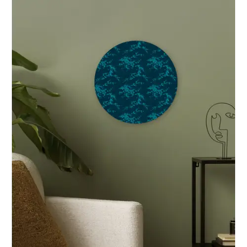 Bloesem - Blauw - Turquoise Wandcirkel plexiglas klein 852 -sfeer3