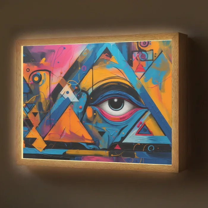 Graffiti - Kleuren - Oog - Kunst Light Box met batterij (Wandlamp) middel -z3d_website
