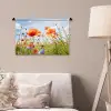 Bloemen - Klaproos - Lente - Natuur - Rood - Blauw Wandkleed katoen klein -sfeer4