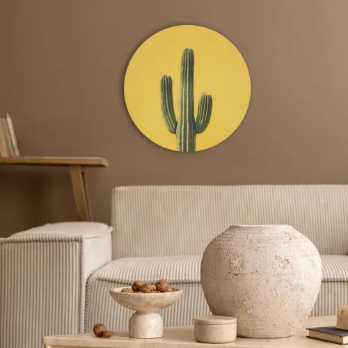 Cactus - Groen - Minimalistisch Akoestische PET Vilt - Rond klein -sfeer1