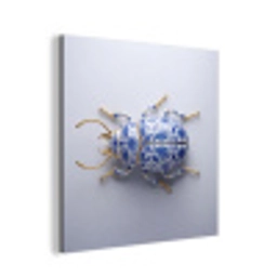 Kever - Delfts  - Blauw - Goud aluminium wit klein -3d