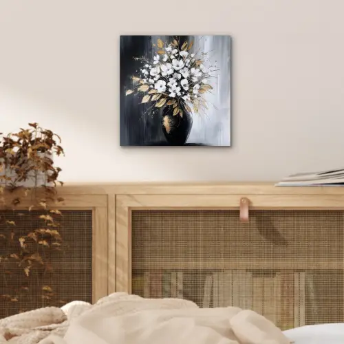 Bloemen - Wit - Vaas - Abstract aluminium wit klein -sfeer3