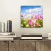 Bloemen - Wei - Paars - Gras - Wit - Wolken - Blauw plexiglas 5mm klein -sfeer1
