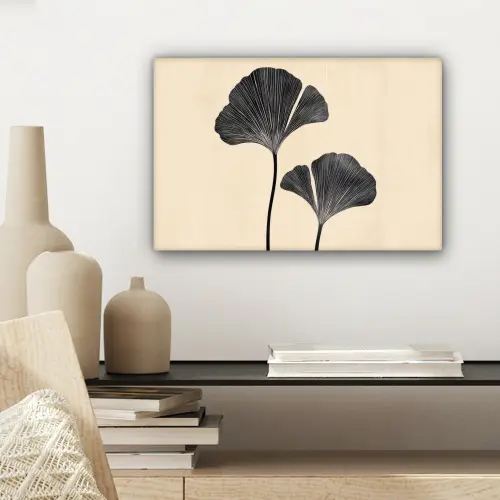 Bladeren - Minimalistisch - Zwart canvas 2cm klein -sfeer6