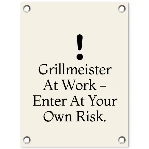 Grill - Uitroepteken - Zwart - Tekst tuinposter los doek klein -3d