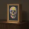 Penseelstreken - Schedel - Kleurrijk - Abstract Light Box met kabel (Tafellamp) klein -z3d_website
