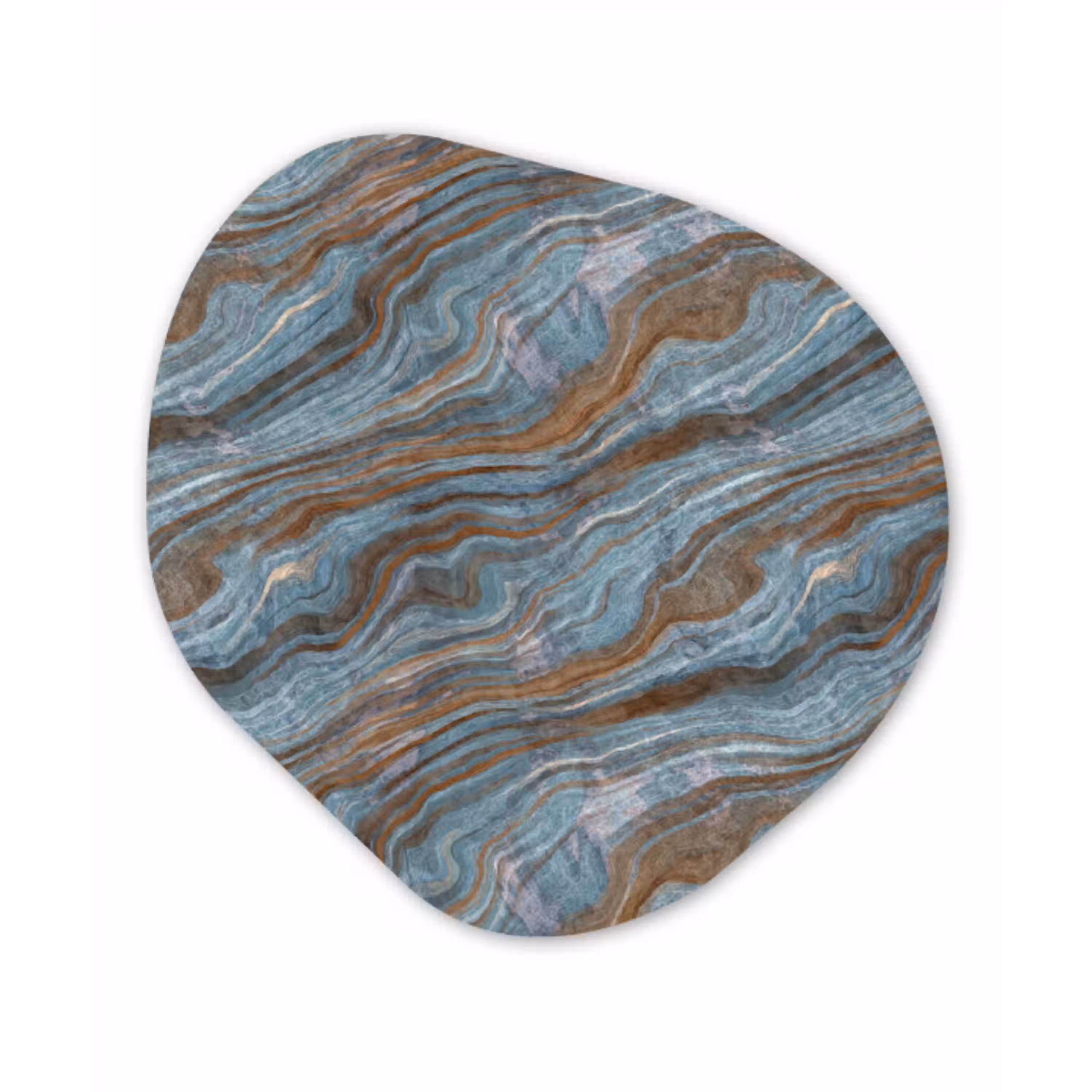 Patroon - Steen - Blauw Wandcirkel Organisch Aluminium middel 851 -3d