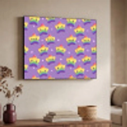 Sterren - Regenboog - Paars Textielframe zwart klein 947 -sfeer3