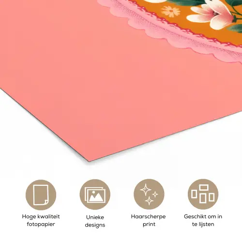 Illustratie - Bloemen - Rand - Roze poster papier klein -closeup_NL