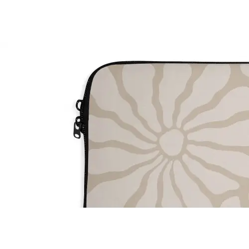 Bloemen - Print - Beige - Bruin - Minimalistisch laptophoes neopreen klein -detail