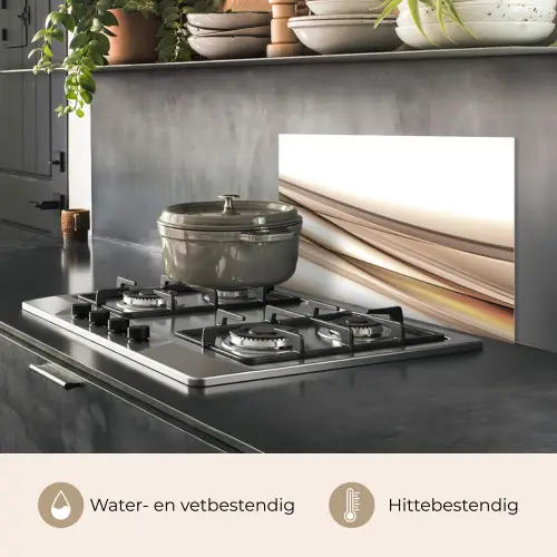 Golven - Abstract - Taupe keuken achterwand spatscherm klein -usp_NL