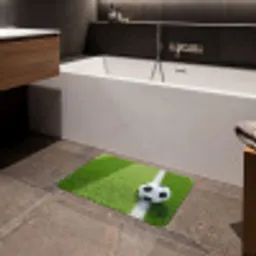 Voetbal - Grasveld - Sport - Groen Badmat klein -sfeer3