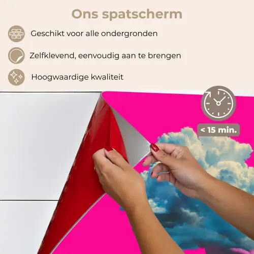 Man - Pak - Wolk - Roze keuken achterwand spatscherm klein -spatscherm_NL