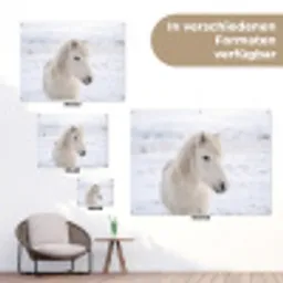 Paard - Kop - Winter - Dieren - Wit tuinposter los doek klein -Xsfeer9_DE