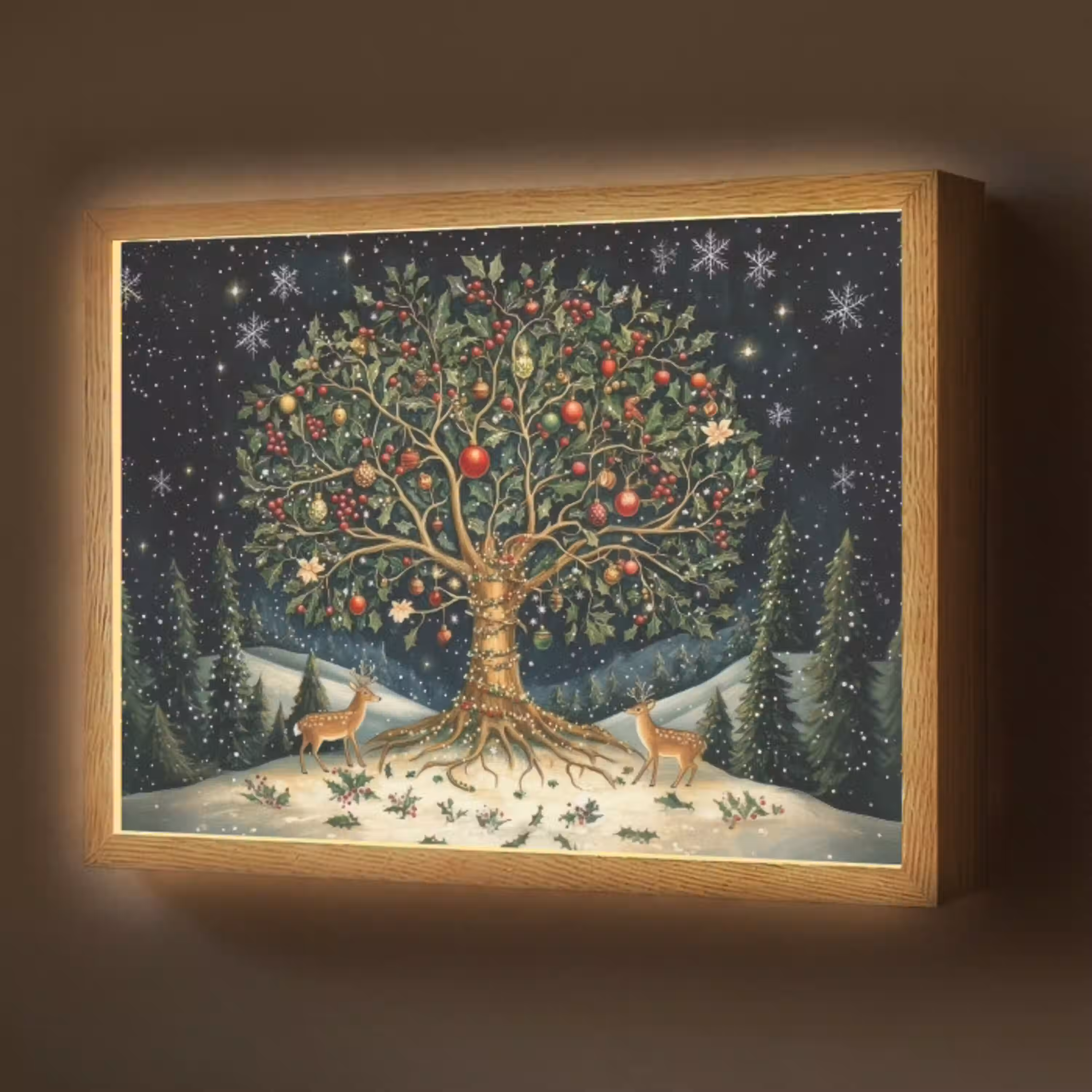 Feestboom - Winterhemel - Kleurrijk Light Box met batterij (Wandlamp) middel -z3d_website