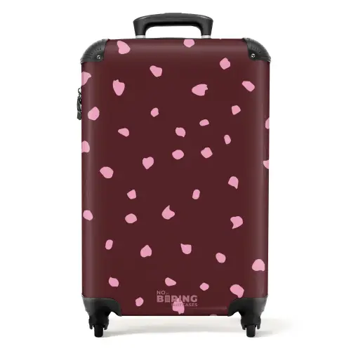 Roze vlekken op bordeaux gekleurde achtergrond NBS - Handbagage koffer - Kinderen Unisex middel -productfoto_recht