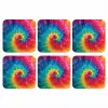 Regenboog - Tie dye - Kleurrijk - Blauw onderzetter kurk middel -3d