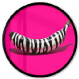 Banaan - Zebraprint - Roze Fotolijst rond zonder passe partout klein -3d