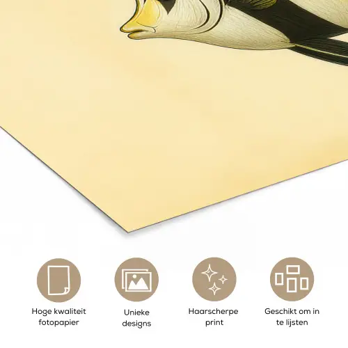 Vis - Sierlijk - Rugvin - Geel poster papier klein -closeup_NL