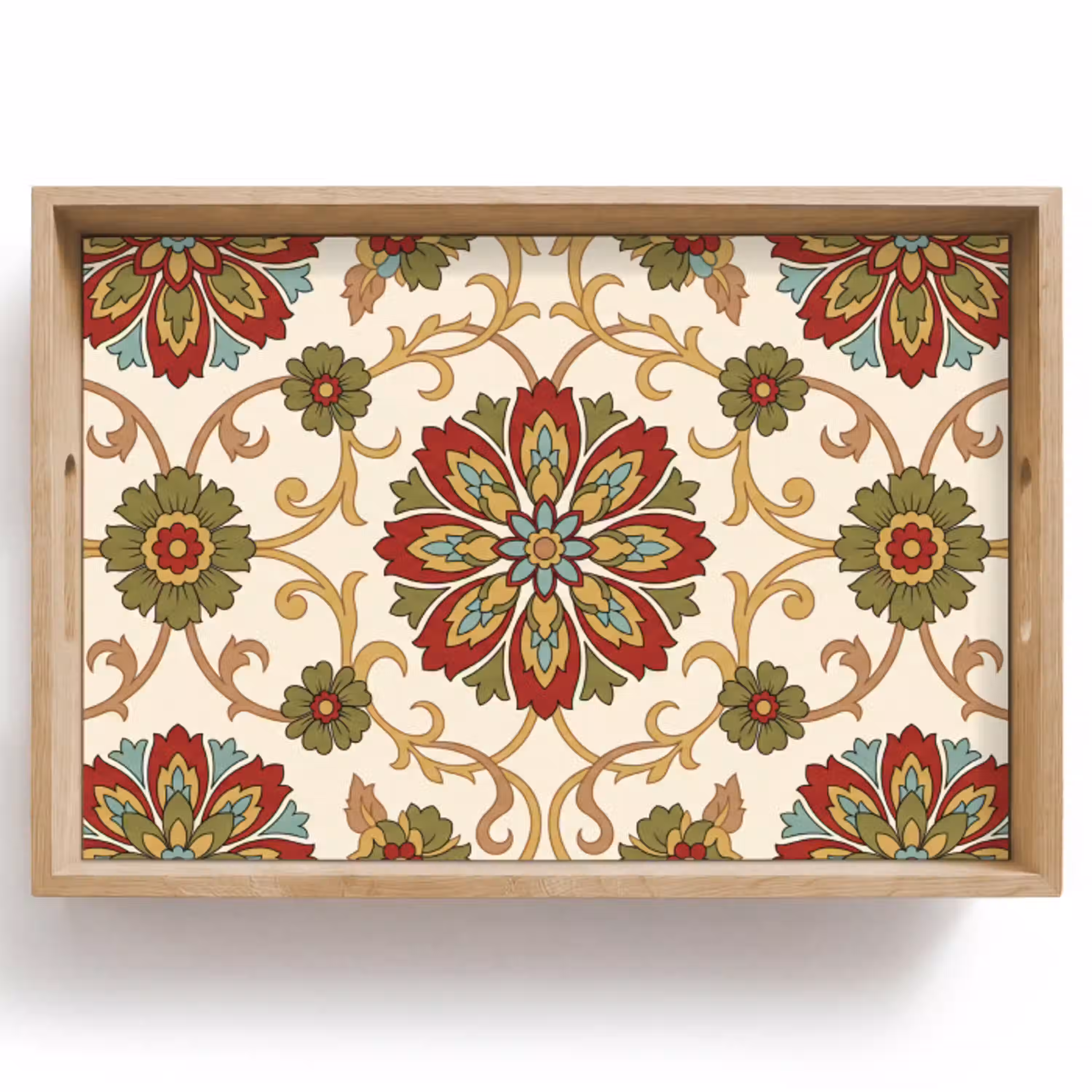 Patroon - Bloemen - Ornament - Klassiek - Kleurrijk Dienblad Rechthoek middel -z3d_shopping