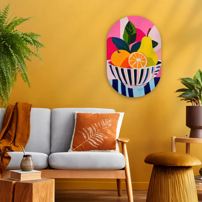 Fruit - Abstracte achtergrond - Roze Wandcirkel Ovaal Forex klein -sfeer4