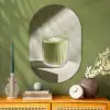 Matcha - Glas - Groen - Minimalistisch Wandcirkel Ovaal Glas middel -sfeer2