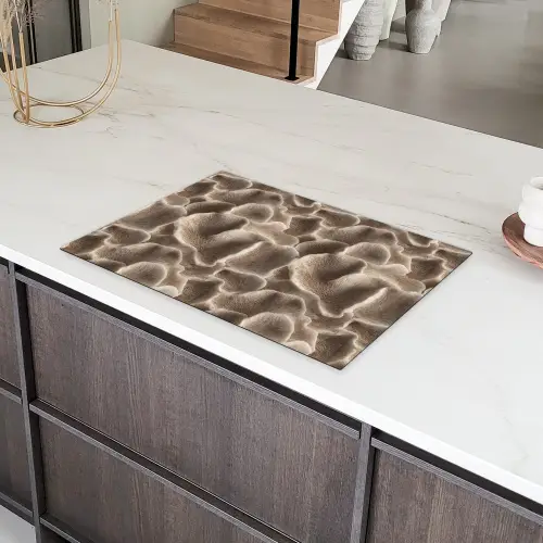 Waaiervorm - Beige - Vezel textuur Inductie beschermer vinyl 3mm klein 276 -sfeer8
