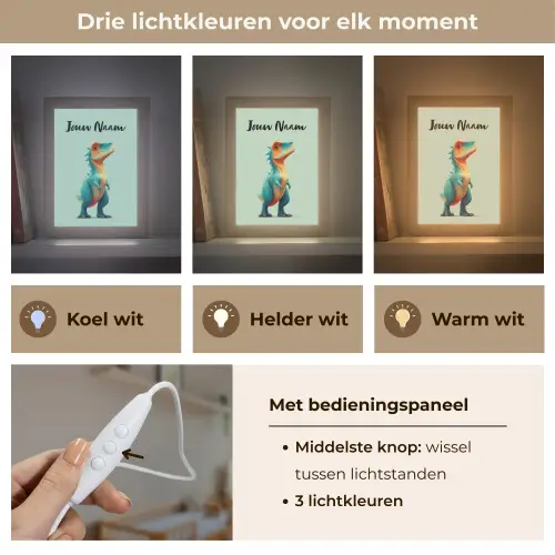 Cartoon - Dino - Oranje - Stekels Light Box met kabel (Kinderlampje) klein -USP_lichtkleurNL