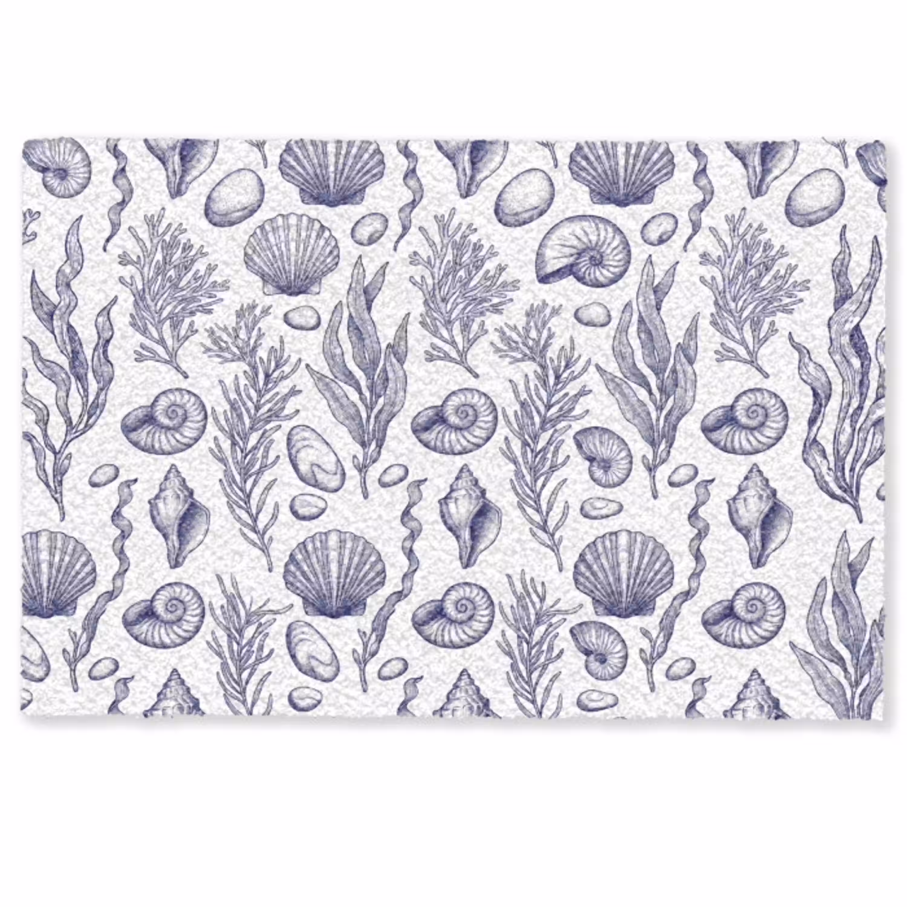 Schelpen - Zeewier - Oceaan - Illustratie - Blauw Deurmat klein -zkaufland3d