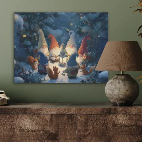 Winter - Gnooms - Eekhoorns - Meerkleurig PET vilt klein -sfeer2